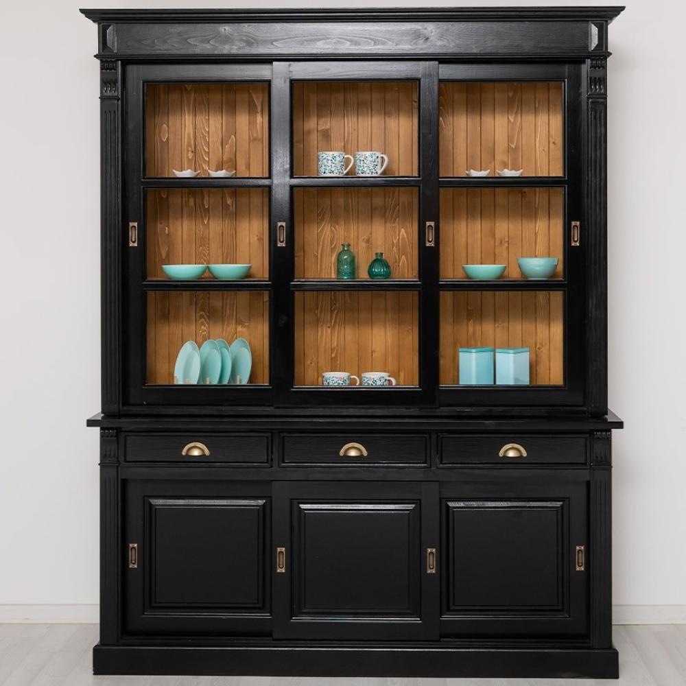 fekete vintage vitrines szekreny mediterran klasszikus rusztikus cottage angol butor rusztikus talaloszekreny uveges.jpg